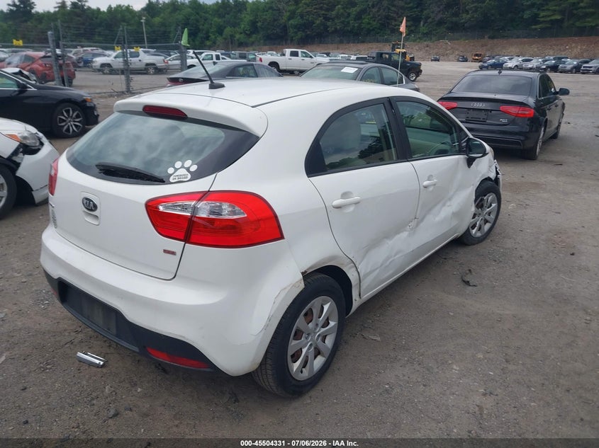 2013 Kia Rio VIN KNADM5A34D6295082 IAAI salvage auction — RIGHT SIDE, Salvage (Massachusetts), sold $425 on 2026-07-31 (photo 4)