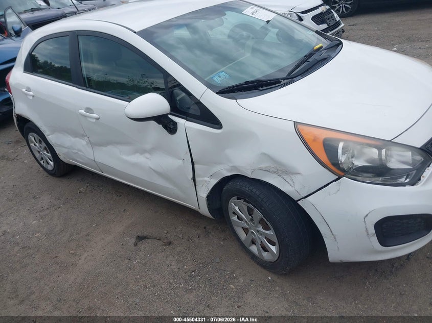 2013 Kia Rio VIN KNADM5A34D6295082 IAAI salvage auction — RIGHT SIDE, Salvage (Massachusetts), sold $425 on 2026-07-31 (photo 6)