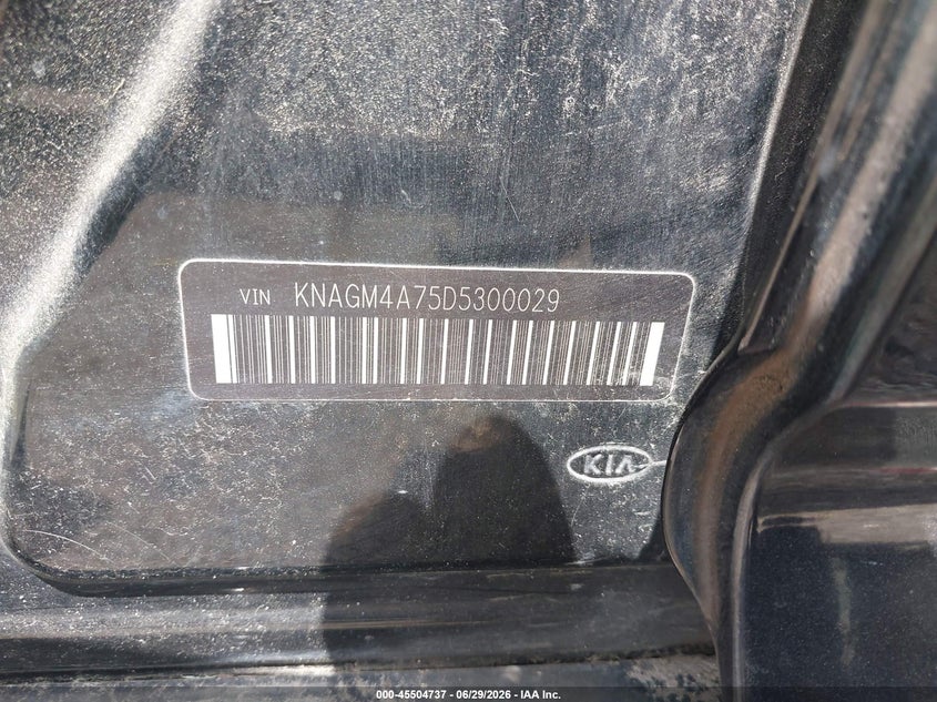 2013 Kia Optima VIN KNAGM4A75D5300029 IAAI salvage auction — NORMAL WEAR, Original (Texas), sold $1,300 on 2026-07-09 (photo 9)
