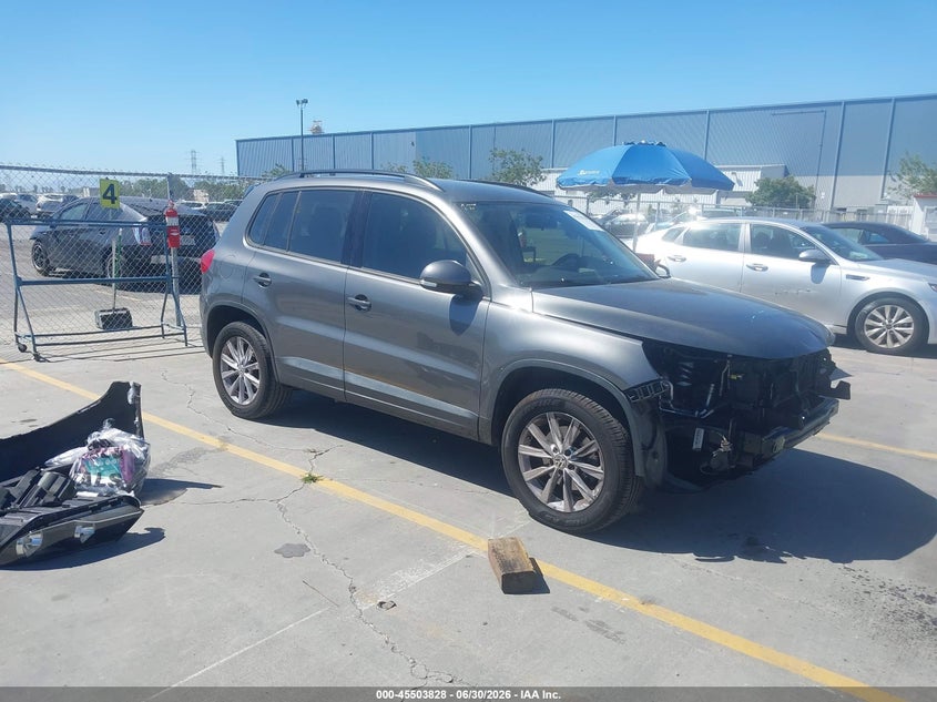 2018 Volkswagen Tiguan VIN WVGAV7AXXJK001653 IAAI salvage auction — FRONT END, Salvage (California), sold $3,075 on 2026-07-13 (photo 1)