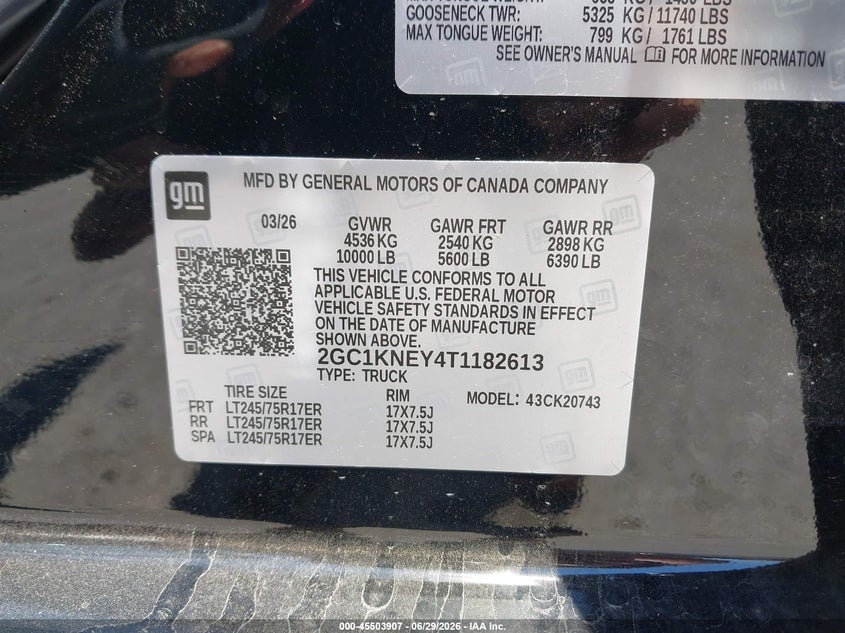 2026 Chevrolet Silverado 2500 VIN 2GC1KNEY4T1182613 IAAI salvage auction — MECHANICAL, Clear (New York), sold $48,500 on 2026-07-23 (photo 9)
