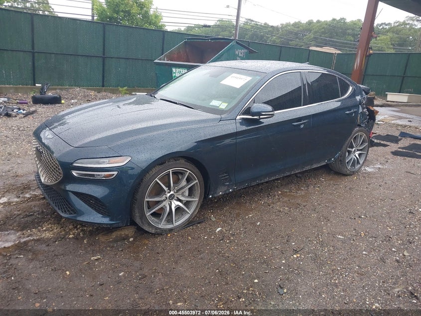 2025 Genesis G70 VIN KMTG34SC5SU149358 IAAI salvage auction — REAR END, Salvage Title, sold $7,300 on 2026-08-15 (photo 2)