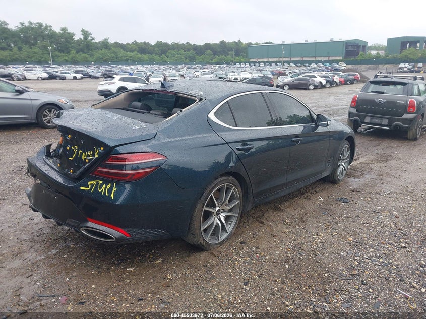 2025 Genesis G70 VIN KMTG34SC5SU149358 IAAI salvage auction — REAR END, Salvage Title, sold $7,300 on 2026-08-15 (photo 4)