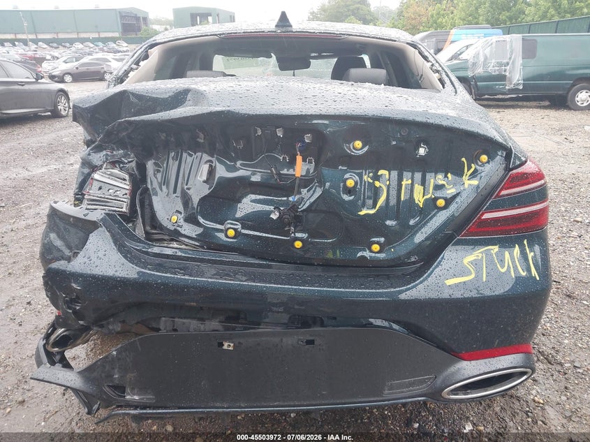 2025 Genesis G70 VIN KMTG34SC5SU149358 IAAI salvage auction — REAR END, Salvage Title, sold $7,300 on 2026-08-15 (photo 6)