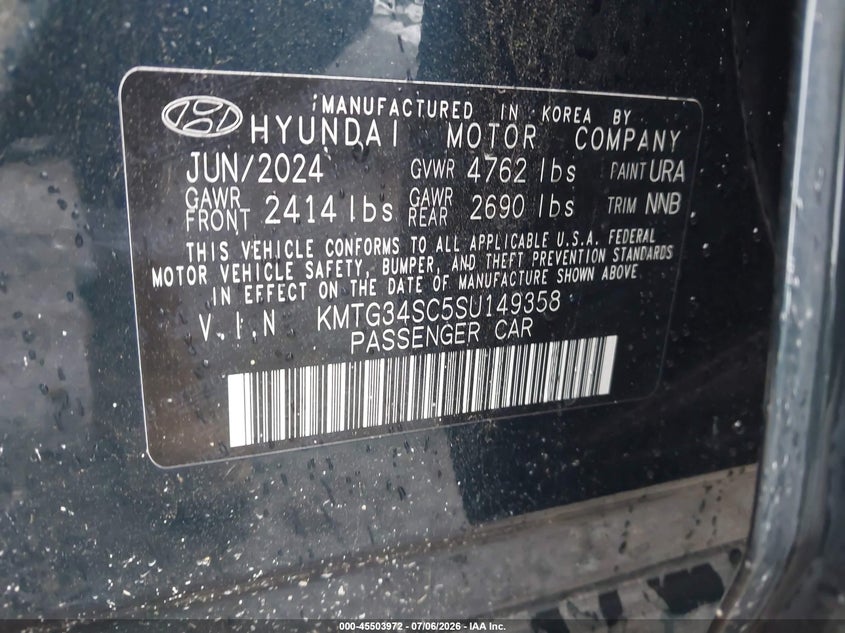 2025 Genesis G70 VIN KMTG34SC5SU149358 IAAI salvage auction — REAR END, Salvage Title, sold $7,300 on 2026-08-15 (photo 9)