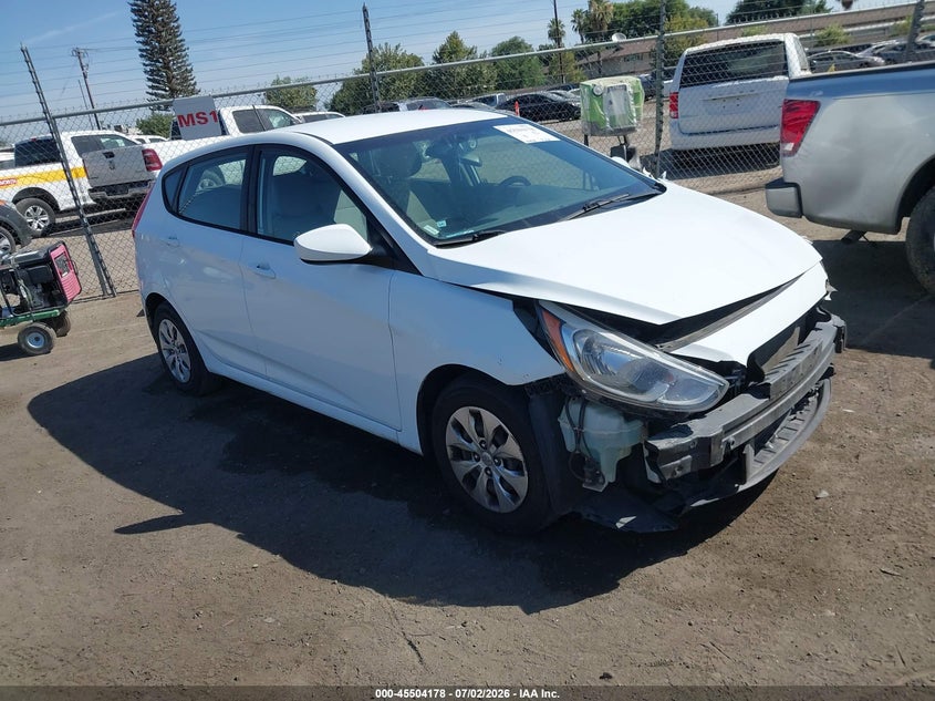 2017 Hyundai Accent VIN KMHCT5AE9HU343238 IAAI salvage auction — FRONT END, Salvage (California), sold $1,325 on 2026-07-28 (photo 1)