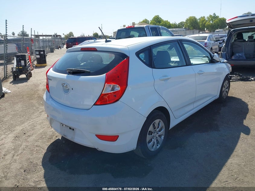 2017 Hyundai Accent VIN KMHCT5AE9HU343238 IAAI salvage auction — FRONT END, Salvage (California), sold $1,325 on 2026-07-28 (photo 4)