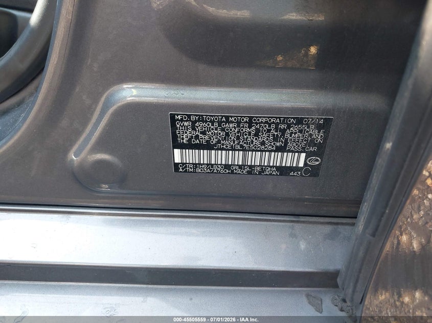 2014 Lexus Gs VIN JTHCE1BL7E5028284 IAAI salvage auction — LEFT REAR, Salvage Title, sold $1,725 on 2026-07-14 (photo 9)