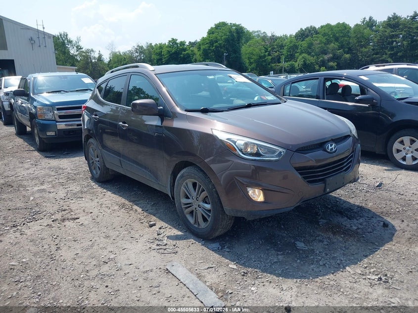 2014 Hyundai Tucson VIN KM8JU3AG3EU802866 IAAI salvage auction — REAR END, Mv-907A (New York), sold $1,250 on 2026-07-09 (photo 1)