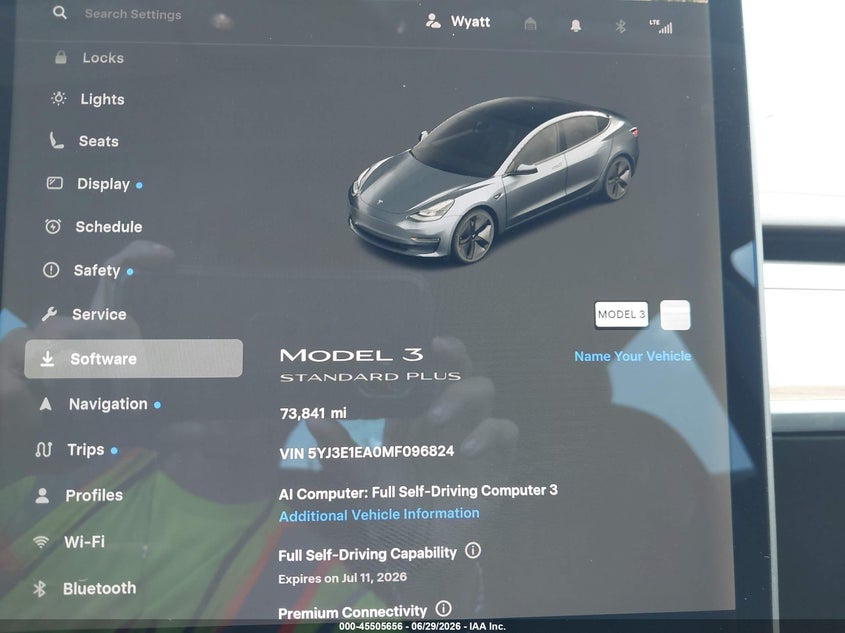 2021 Tesla Model 3 VIN 5YJ3E1EA0MF096824 IAAI salvage auction — REAR END, Salvage Title, sold $7,900 on 2026-08-02 (photo 7)