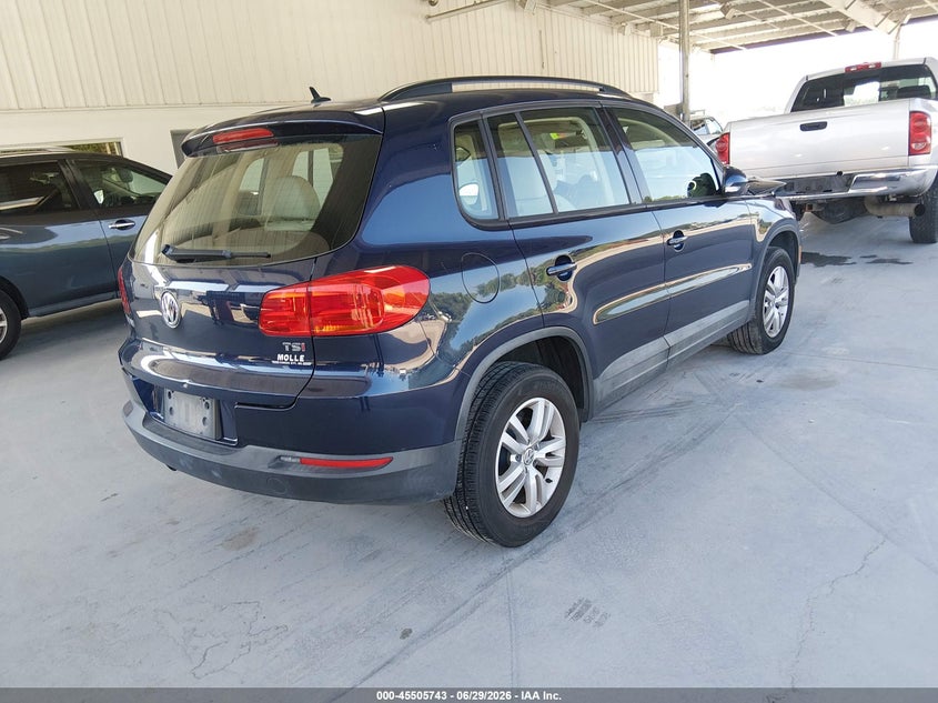2016 Volkswagen Tiguan VIN WVGBV7AX4GW587837 IAAI salvage auction — FRONT END, Rebuildable (Florida), sold $1,450 on 2026-08-02 (photo 4)