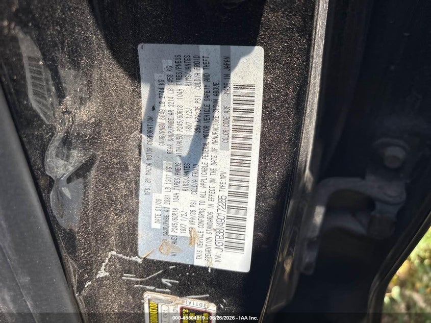 2009 Mazda Cx-9 VIN JM3TB38V490172285 IAAI salvage auction — NORMAL WEAR, Clear (Texas), sold $725 on 2026-07-09 (photo 9)