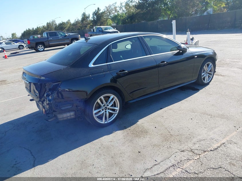 2020 Audi A4 VIN WAUENAF47LN006048 IAAI salvage auction — FRONT & REAR, Salvage (California), sold $9,700 on 2026-08-02 (photo 4)