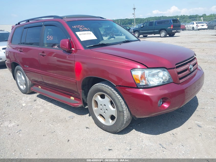 2007 Toyota Highlander VIN JTEDP21AX70137727 IAAI salvage auction — NORMAL WEAR, Clear (South Carolina), sold $525 on 2026-07-08 (photo 1)