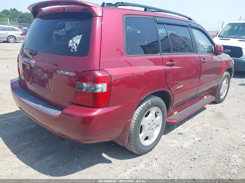 2007 Toyota Highlander VIN JTEDP21AX70137727 IAAI salvage auction — NORMAL WEAR, Clear (South Carolina), sold $525 on 2026-07-08 (photo 4)