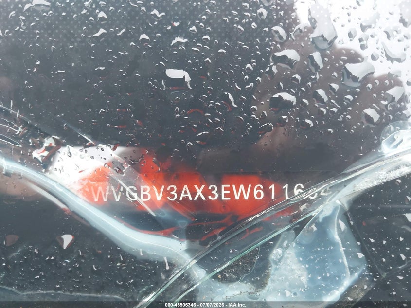2014 Volkswagen Tiguan VIN WVGBV3AX3EW611664 IAAI salvage auction — ALL OVER, Clear (Massachusetts), sold $400 on 2026-07-14 (photo 9)