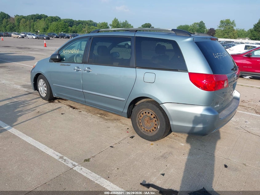 2008 Toyota Sienna VIN 5TDZK23C38S113288 IAAI salvage auction — LEFT REAR, Clear (Indiana), sold $825 on 2026-07-10 (photo 3)