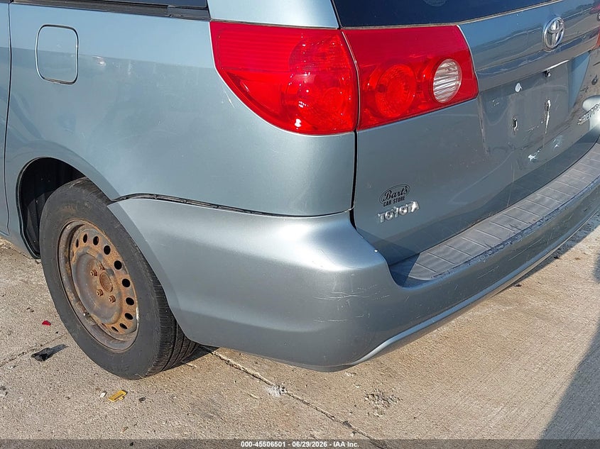 2008 Toyota Sienna VIN 5TDZK23C38S113288 IAAI salvage auction — LEFT REAR, Clear (Indiana), sold $825 on 2026-07-10 (photo 6)