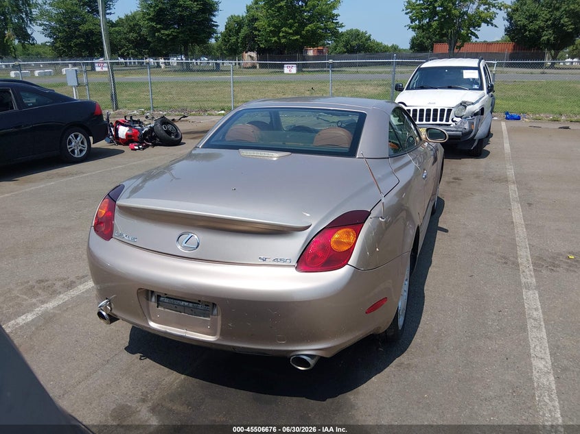 2004 Lexus Sc 430 VIN JTHFN48Y540058526 IAAI salvage auction — FRONT & REAR, Clear (New Jersey), sold $1,500 on 2026-07-27 (photo 4)
