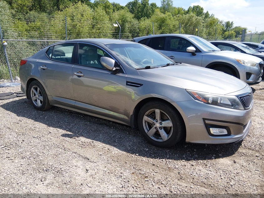2014 Kia Optima VIN 5XXGM4A70EG318017 IAAI salvage auction — LEFT FRONT, Salvage Title, sold $450 on 2026-07-22 (photo 1)