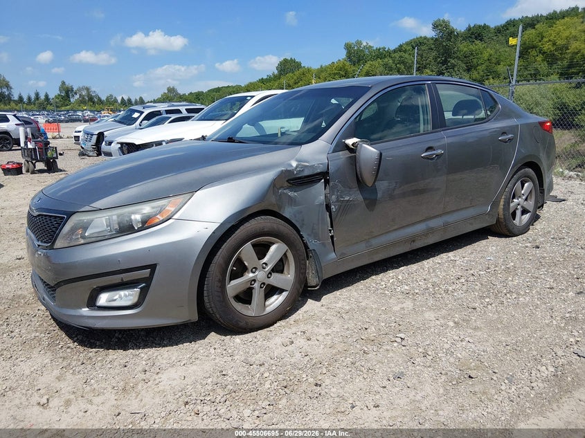 2014 Kia Optima VIN 5XXGM4A70EG318017 IAAI salvage auction — LEFT FRONT, Salvage Title, sold $450 on 2026-07-22 (photo 2)