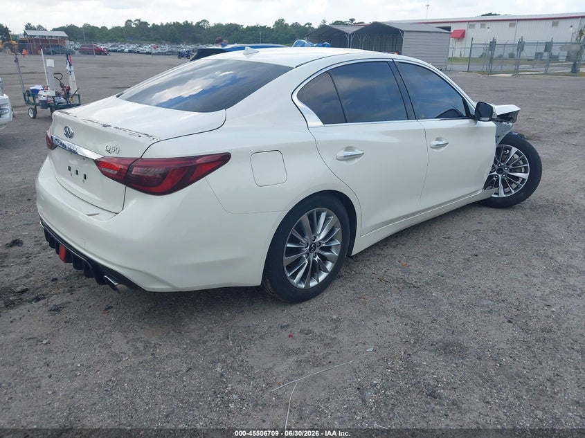 2019 Infiniti Q50 VIN JN1EV7AP3KM543689 IAAI salvage auction — FRONT END, Salvage Title, sold $3,200 on 2026-09-27 (photo 4)