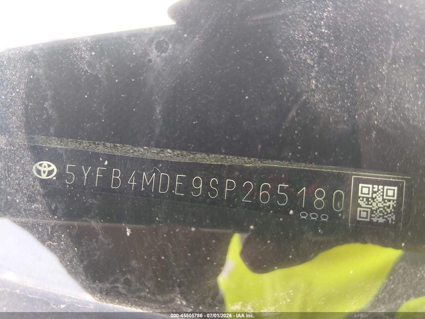 2025 Toyota Corolla VIN 5YFB4MDE9SP265180 IAAI salvage auction — FRONT & REAR, Non-Repairable (Tennessee), sold $525 on 2026-07-29 (photo 9)