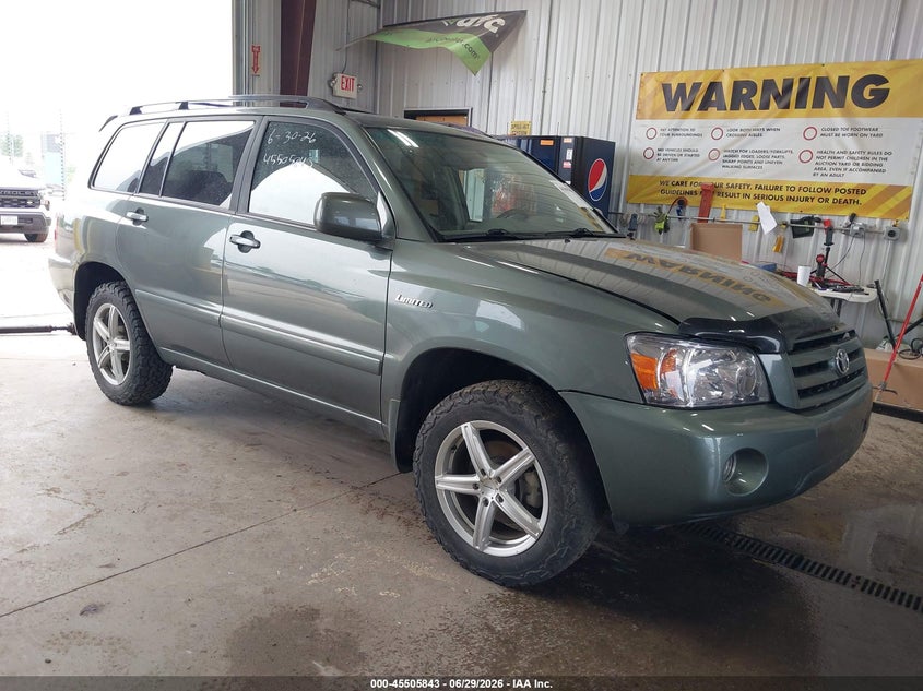 2005 Toyota Highlander VIN JTEEP21A450130175 IAAI salvage auction — LEFT FRONT, Salvage (North Dakota), sold $225 on 2026-07-23 (photo 1)