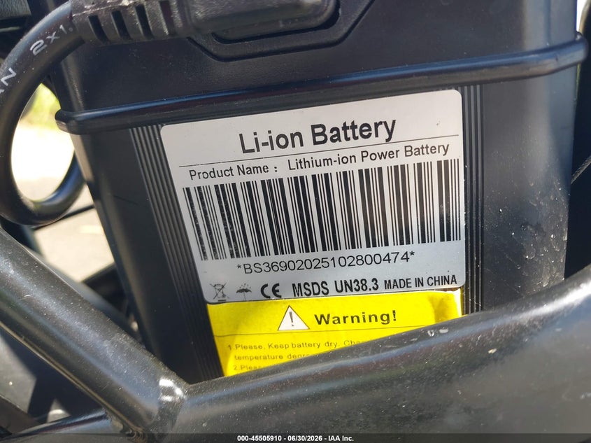 2025 Apyear E-bike with 576wh removable battery VIN BS369020251028004 IAAI salvage auction — FRONT END, Bill Of Sale (Florida), sold $25 on 2026-07-23 (photo 9)