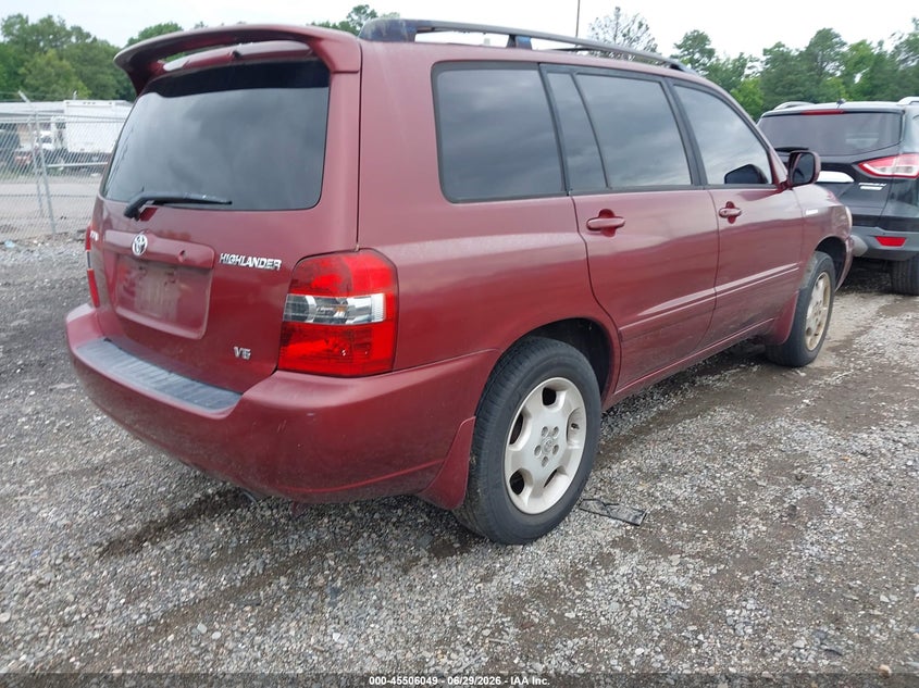 2006 Toyota Highlander VIN JTEDP21A560107646 IAAI salvage auction — NORMAL WEAR, Clear (Virginia), sold $175 on 2026-07-10 (photo 4)