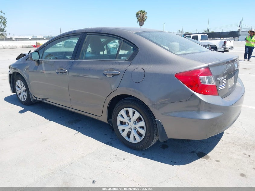 2012 Honda Civic VIN 19XFB2F51CE383431 IAAI salvage auction — FRONT END, Salvage (California), sold $850 on 2026-07-10 (photo 3)