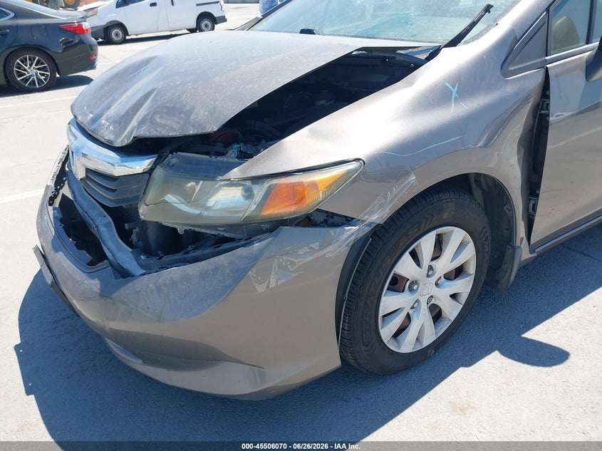 2012 Honda Civic VIN 19XFB2F51CE383431 IAAI salvage auction — FRONT END, Salvage (California), sold $850 on 2026-07-10 (photo 6)