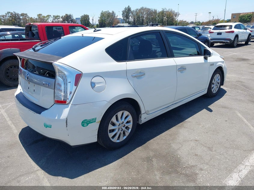 2013 Toyota Prius plug-in VIN JTDKN3DP5D3043806 IAAI salvage auction — LEFT REAR, App For Dup Clear (California), sold $5,300 on 2026-07-09 (photo 4)