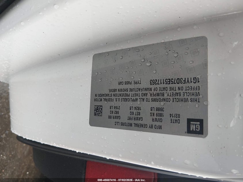 2014 Chevrolet Corvette VIN 1G1YF3D75E5117263 IAAI salvage auction — LEFT FRONT, Salvage (Louisiana), sold $10,000 on 2026-07-29 (photo 9)