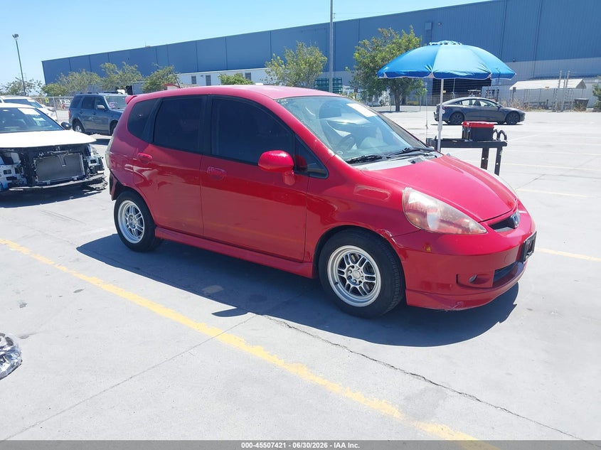 2007 Honda Fit VIN JHMGD38637S056931 IAAI salvage auction — REAR END, Salvage (California), sold $2,050 on 2026-07-13 (photo 1)