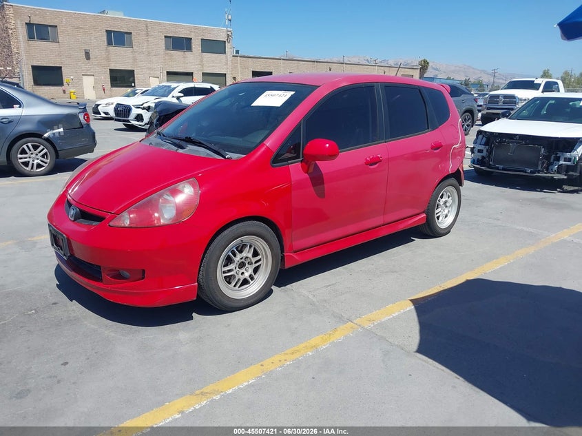 2007 Honda Fit VIN JHMGD38637S056931 IAAI salvage auction — REAR END, Salvage (California), sold $2,050 on 2026-07-13 (photo 2)