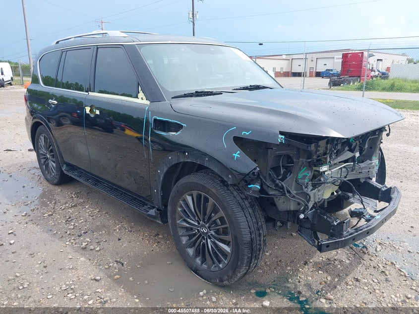 2023 Infiniti Qx80 VIN JN8AZ2BE0P9302459 IAAI salvage auction — FRONT END, Clear Claim Paid (Wisconsin), sold $16,500 on 2026-08-06 (photo 1)