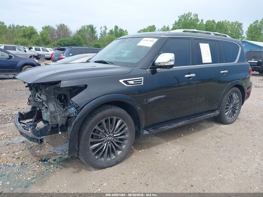 2023 Infiniti Qx80 VIN JN8AZ2BE0P9302459 IAAI salvage auction — FRONT END, Clear Claim Paid (Wisconsin), sold $16,500 on 2026-08-06 (photo 2)