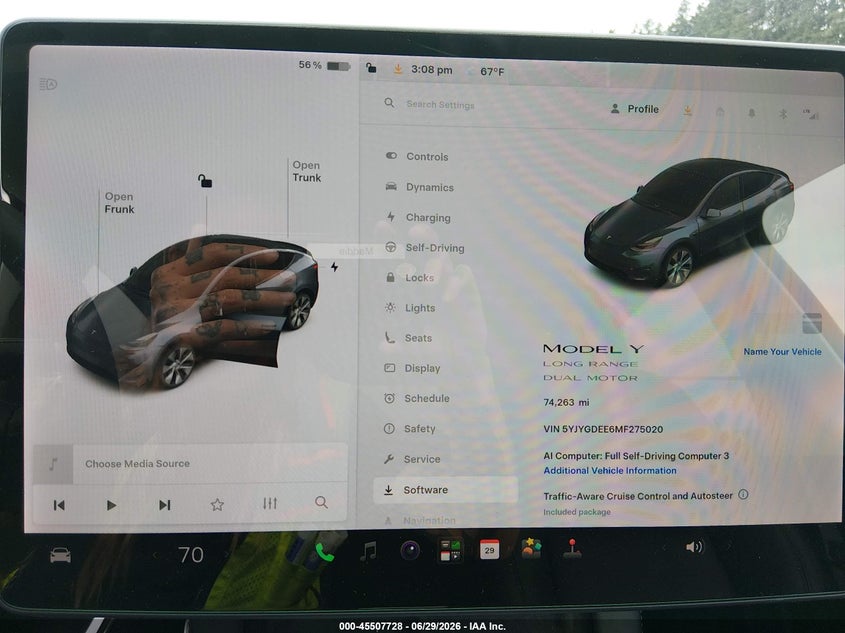 2021 Tesla Model y VIN 5YJYGDEE6MF275020 IAAI salvage auction — FRONT END, Bill Of Sale (Washington), sold $9,700 on 2026-07-29 (photo 7)
