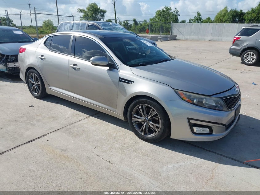 2014 Kia Optima VIN 5XXGN4A73EG275063 IAAI salvage auction — LEFT SIDE, Original (Texas), sold $1,150 on 2026-07-31 (photo 1)