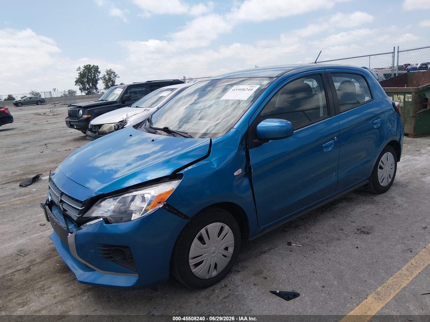 2021 Mitsubishi Mirage VIN ML32AUHJXMH002925 IAAI salvage auction — FRONT & REAR, Salvage (Iowa), sold $1,800 on 2026-08-01 (photo 2)