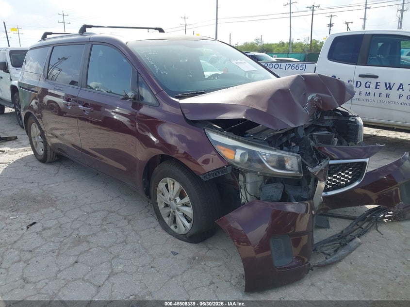 2017 Kia SEDONA VIN KNDMB5C17H6339523 IAAI salvage auction — FRONT END, Salvage (Texas), sold $175 on 2026-07-29 (photo 1)