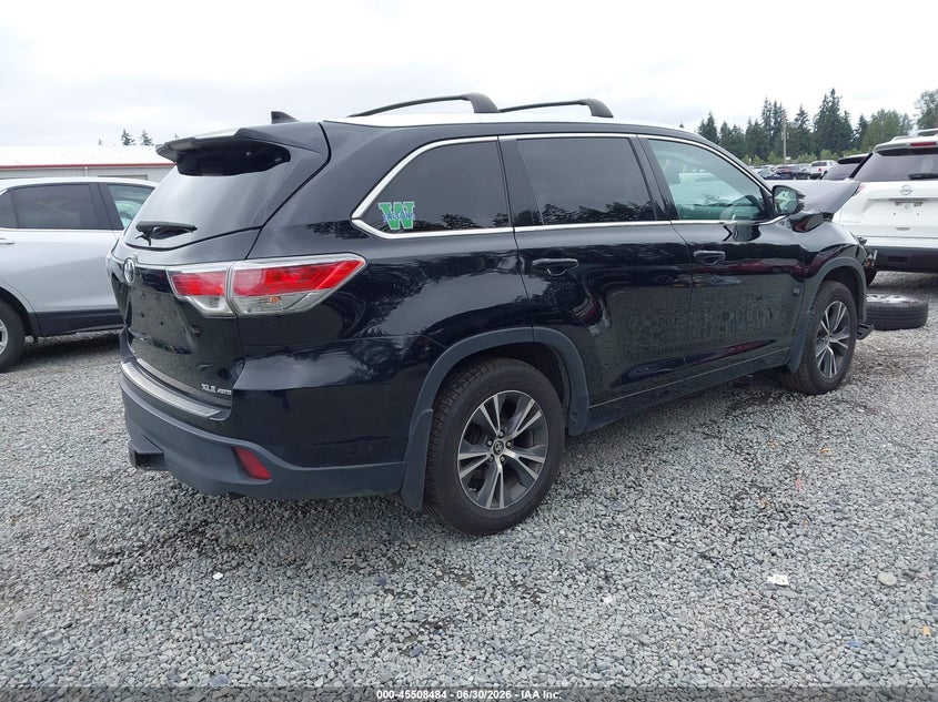 2016 Toyota Highlander VIN 5TDJKRFH0GS311273 IAAI salvage auction — FRONT END, Bill Of Sale (Washington), sold $3,950 on 2026-07-22 (photo 4)