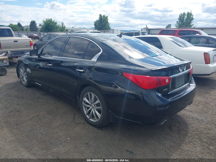 2014 Infiniti Q50 VIN JN1BV7AR5EM686538 IAAI salvage auction — FRONT END, Salvage Title, sold $25 on 2026-07-31 (photo 3)