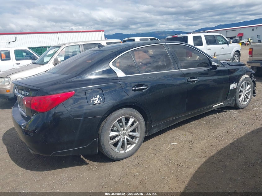 2014 Infiniti Q50 VIN JN1BV7AR5EM686538 IAAI salvage auction — FRONT END, Salvage Title, sold $25 on 2026-07-31 (photo 4)