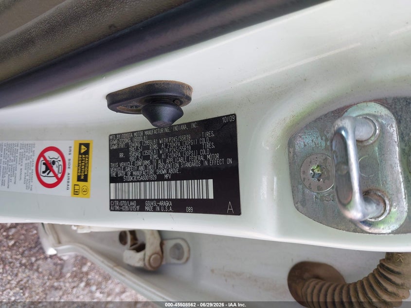 2010 Toyota Highlander VIN 5TDDK3EH5AS001929 IAAI salvage auction — NORMAL WEAR, Original (Texas), sold $2,200 on 2026-07-29 (photo 9)