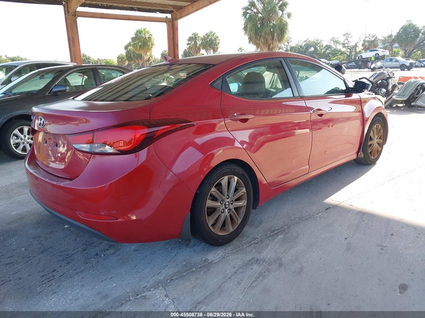 2016 Hyundai Elantra VIN KMHDH4AE4GU511057 IAAI salvage auction — NORMAL WEAR, Clear (Florida), sold $1,100 on 2026-07-07 (photo 4)