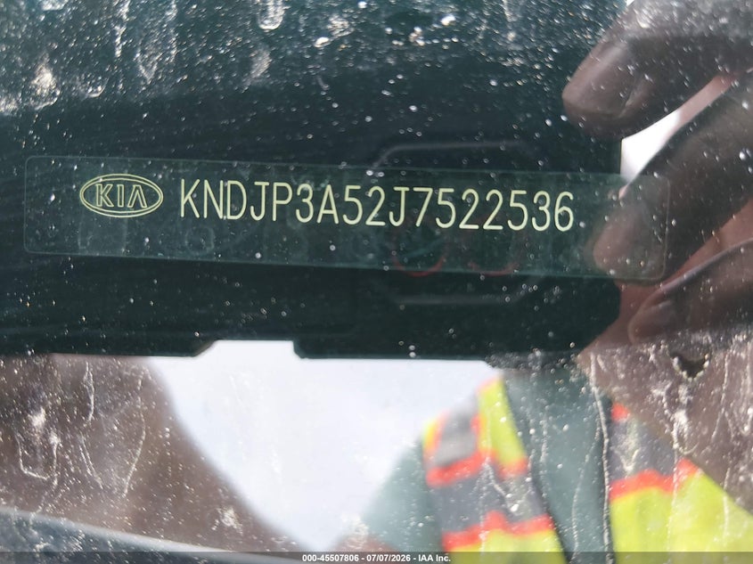 2018 Kia Soul VIN KNDJP3A52J7522536 IAAI salvage auction — REAR END, Salvage (Arizona), sold $25 on 2026-07-27 (photo 9)