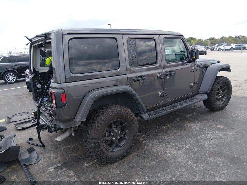 2025 Jeep Wrangler / VIN 1C4PJXDN5SW552832 IAAI salvage auction — REAR END, Salvage Title, sold $14,500 on 2026-07-30 (photo 4)