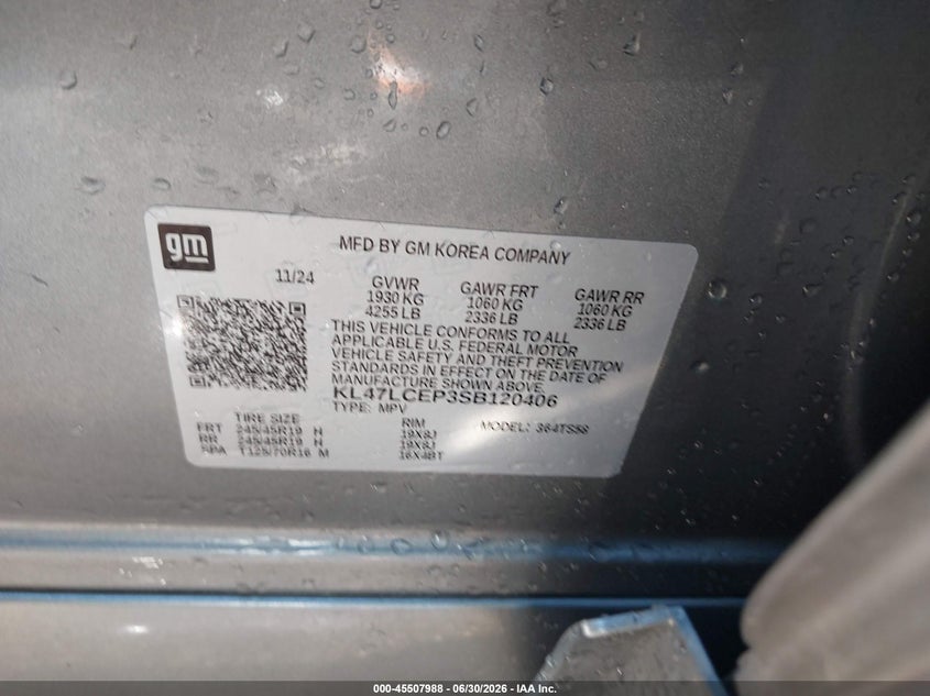2025 Buick Envista VIN KL47LCEP3SB120406 IAAI salvage auction — FRONT END, Salvage (Louisiana), sold $5,200 on 2026-08-02 (photo 9)